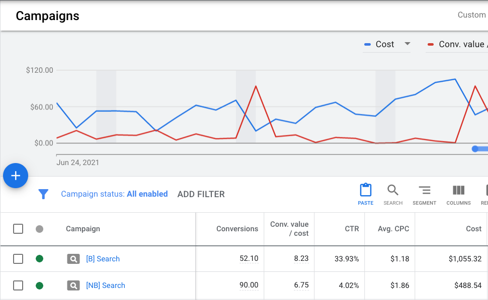 Google Ads Mistakes and not differentiate brand vs non brand campaigns