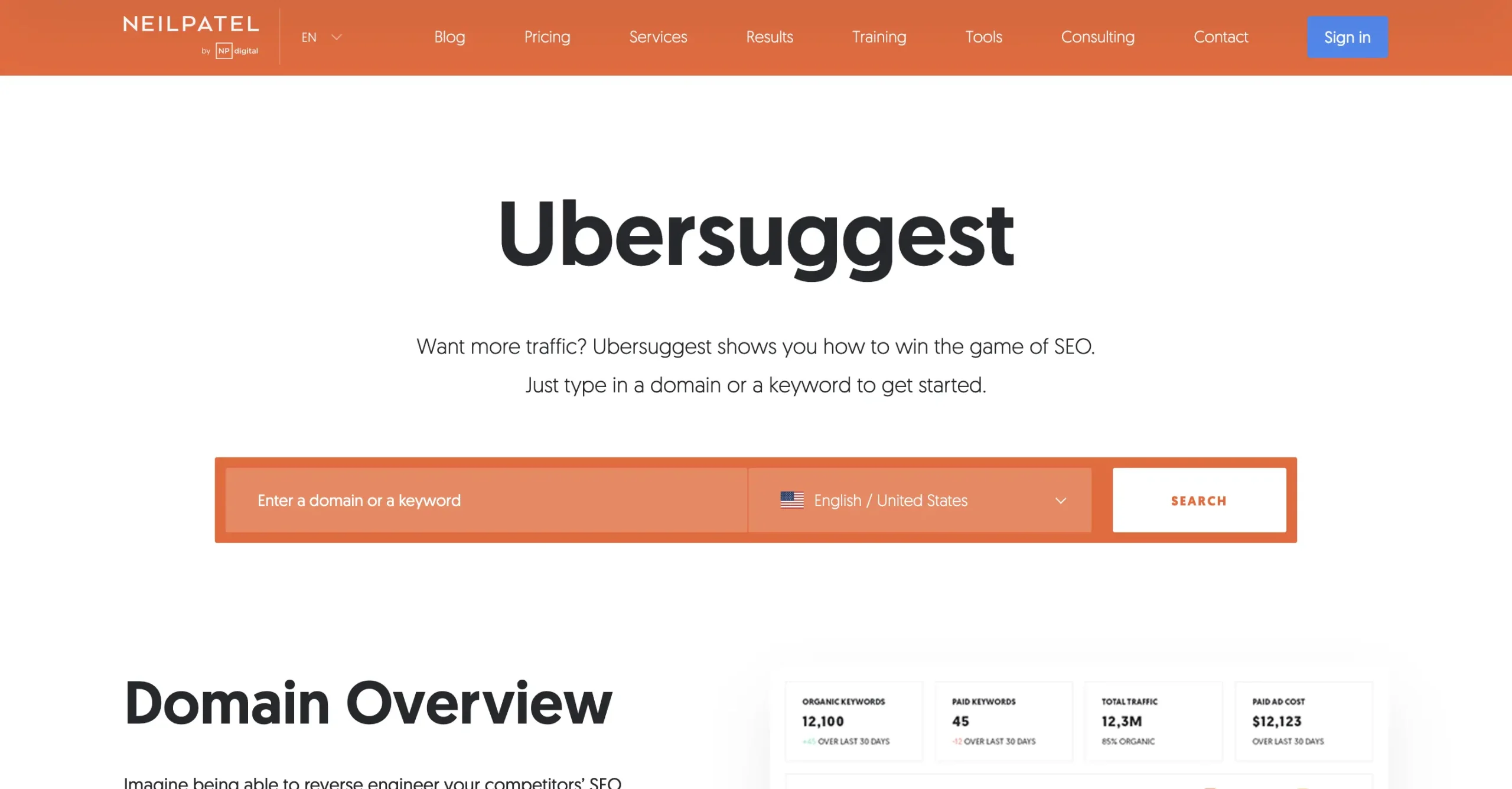 Ubersuggest keyword research tool in 5 top PPC Keyword Research Tools List